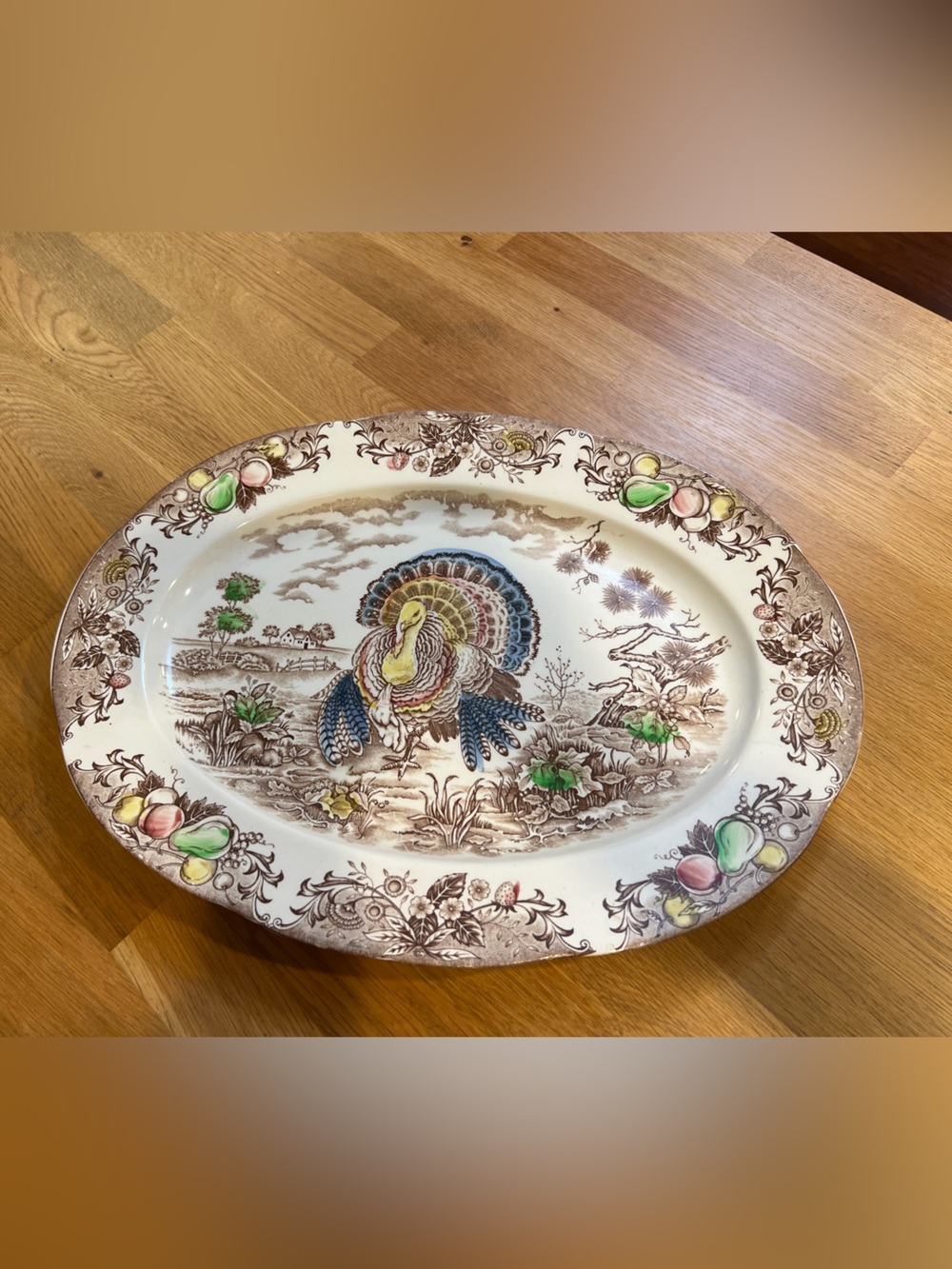 Vintage Turkey Serving Platter - Johnson Brothers His Majesty Trimontware Oval